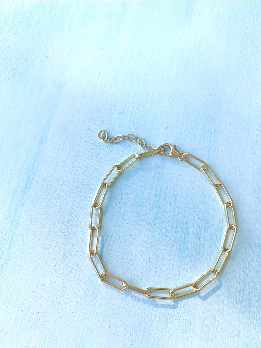 NEW/ 14K Gold Filled Paperclip Link Chain Bracelet, Up to 7.25" Adjustable Chain